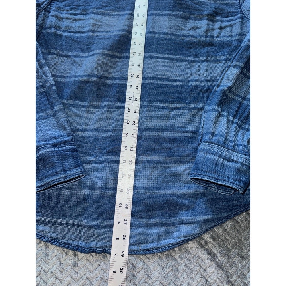 Faherty Mens Blue Knit Season Indigo Button Up Shirt Reversible Size Medium - Picture 11 of 11